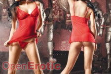 Tüll-Kleidchen im Punkt Design mit G-String - Rot - One Size