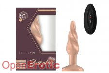 Buttplug - Rubber Vibrating - 5 Inch - Model 5 - Flesh