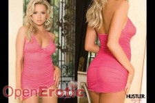 Lace and Mesh Mini Dress - Pink