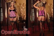 Corset and G-String Set - Pink - L/XL