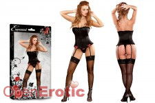 Corset and Micro Thong Black - L/XL