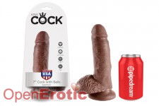 7 Inch Cock - with Balls - Brown