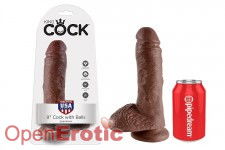 8 Inch Cock - with Balls - Brown