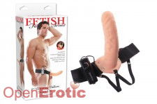 8 Inch Vibrating Hollow Strap-on - Flesh