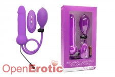 Inflatable Vibrating Silicone Dong - Purple